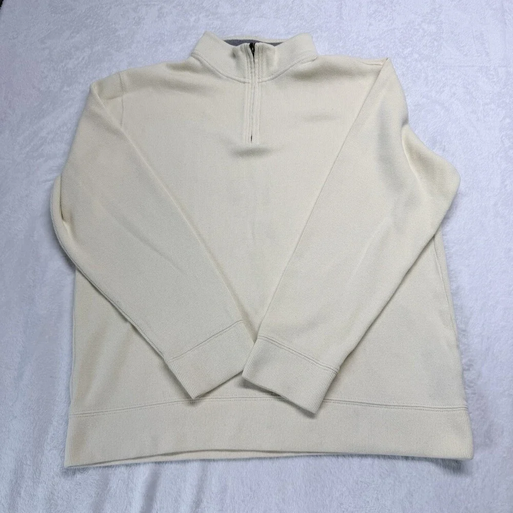 Lands End Men’s Half Zip Pullover, Sweater, Light Yellow, Size Large 42-44